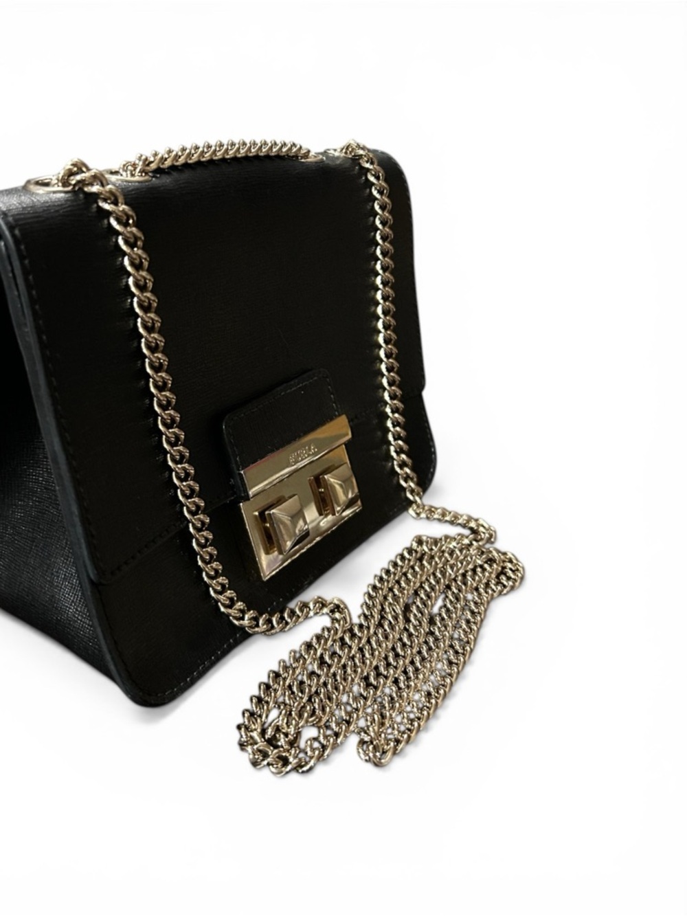 FURLA Bella Mini Crossbody Shoulder Handbag Black Saffiano Leather LIKE NEW - Picture 3 of 14